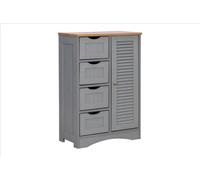 Timber Art Design Bathroom Freestanding Cabinet Grey With Oak Top