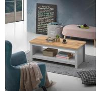 Timber Art Design Lisbon Grey And Oak Coffee Table With Open Shelf Storage