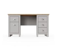 Timber Art Design Lisbon Light Grey Double Pedestal Study Desk Laptop Computer Desk Office Furniture
