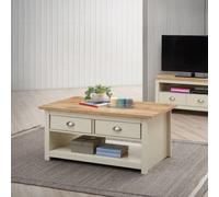 Timber Art Design Lisbon Living Room 2 Drawer Coffee Table Cream Storage Furniture