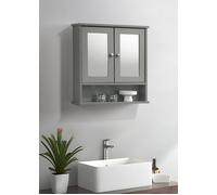 Timber Art Design Modern Mirrored Bathroom Wall Cabinet Storage Unit in Grey Timber Art Design Grey