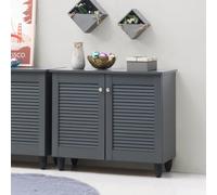 Timber Art Design Modern Shoe Storage Cabinet 2 Doors Footwear Stand Rack Unit Cupboard Dark Grey