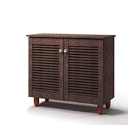 Timber Art Design Modern Shoe Storage Cabinet 2 Doors Footwear Stand Rack Unit Cupboard Dark Wenge