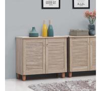 Timber Art Design Modern Shoe Storage Cabinet 2 Doors Footwear Stand Rack Unit Cupboard Sonoma Oak