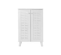 Timber Art Design - Modern Shoe Storage Cabinet 2 Doors Footwear Stand Rack Unit Cupboard White