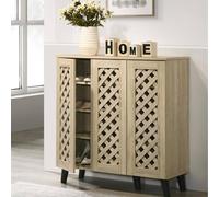 Timber Art Design Modern Shoe Storage Cabinet 3 Doors Footwear Stand Rack Unit Cupboard in Light Oak Timber Art Design Light Oak