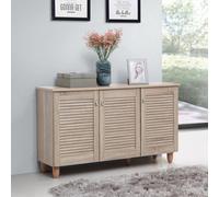 Timber Art Design Modern Shoe Storage Cabinet 3 Doors Footwear Stand Rack Unit Cupboard Sonoma Oak