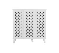 Timber Art Design Modern Shoe Storage Cabinet 3 Doors Footwear Stand Rack Unit Cupboard White