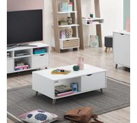 Timber Art Design Pulford Scandi Coffee Table 2 Drawers White Living Room Storage Furniture