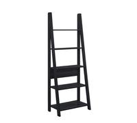 Timber Art Design Riva Ladder Bookcase With 5 Tier Shelves In Black Wood Effect