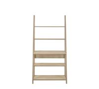 Timber Art Design Riva Ladder Bookcase With 5 Tier Shelves & Overhanging Desk Shelf In Oak Effect