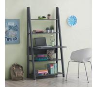 Timber Art Design Riva Retro Ladder Bookcase Desk Shelving Shelf Unit 5 Tier Dark Grey