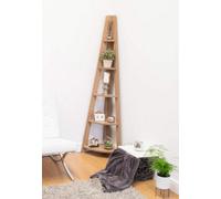 Timber Art Design Riva Scandinavian Retro Corner Ladder Bookcase Shelving Shelf Unit Oak 5 Tier