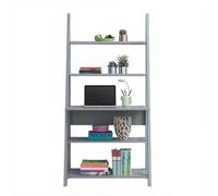 Riva Scandinavian Retro Ladder Bookcase Desk Shelving Shelf Unit Grey 5 Tier