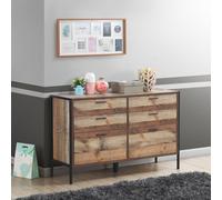 Stretton Rustic Chest 6 Drawers Bedroom Living Room Storage Industrial Oak