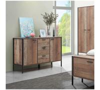 Timber Art Design Stretton Sideboard 2 Doors 3 Drawers Storage Cabinet Cupboard Rustic Industrial