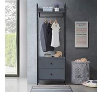 Timber Art Design UK Zahra Bedroom Open Wardrobe with 2 Drawers & Hanging Rail Modern Furniture Storage Organizer Cupboard For Bedroom, Living Room, Dark Grey - 180 x 63.8 x 40 cm