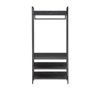 Timber Art Design Zahra Bedroom Double Open Wardrobe 4 Shelves Furniture Storage Cupboard Black