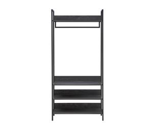 Timber Art Design Zahra Bedroom Double Open Wardrobe 4 Shelves Furniture Storage Cupboard Black