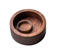 Timber Box Design Walnut Wood Ring Tray | Mini Round Hardwood Ring Holder | Micro Round Jewelry Dish