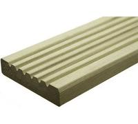 Timber Focus SertiWOOD Green Treated Uc3 Softwood Pine Deck Board Smooth One Side, Grooved On Reverse Pack Of 20 Pieces (L) 3.6M (W) 120mm (T) 28mm (32mm