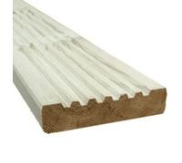 Timber Focus SertiWOOD Green Treated Uc3 Softwood Pine Deck Board Smooth One Side, Grooved On Reverse Pack Of 56 Pieces (L) 4.8M (W) 120mm (T) 28mm (32mm