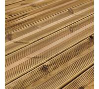Timber Focus SertiWOOD Timber Focus Deck Boards Softwood Green (Wide) Smooth, Reeded And Flat On Reverse 28X145mm 20 Pieces 3.0M