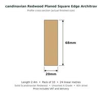 Timber Focus SertiWOOD Timber Focus Scandinavian Redwood Planed Square Edge Architrave 20 X 68mm X 2.4M Pack Of 10