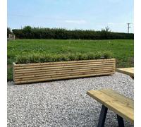 Timber Foundry Contemporary Wooden Planter L200 X W40 X H48Cm Castor Wheels