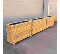 Timber Foundry Tall Garden Planter L150 X W40 X H85Cm Castor Wheels