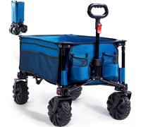 Timber Ridge Beach Trolley Cart with Detachable Wide Wheels - 100kg Folding Festival Wagon for Outdoor, Garden, Camping, Shopping (Blue) 0844093046558