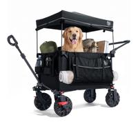 TIMBER RIDGE Festival Trolley 300L Folding Wagon with Canopy Push & Pull
