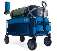 TIMBER RIDGE Festival Trolley on Wheels, 200L Folding Camping Wagon with Adjustable Handle & Cup Holder, Collapsible Beach Cart Foldable for Outdoor Garden Picnic Shopping 100KG Capacity