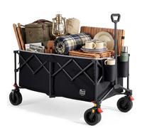 TIMBER RIDGE Festival Trolley on Wheels 300L Compact Folding Camping Trolley Cart with Brakes, Heavy Duty Garden Trolley Wagon Fishing Picnic Buggy with Removable Fabric,Reflective Strips
