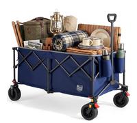 TIMBER RIDGE Festival Trolley on Wheels 300L Heavy Duty Camping Trolley Folding Wagon Trolley with Brakes, Portable Pull Garden Wagon Cart Lightweight for Outdoor Picnic Shopping Fishing
