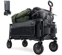 TIMBER RIDGE Festival Trolley on Wheels with Adjustable Handle, 200L Folding Wagon Trolley for Camping Outdoor Picnic Shopping Garden Beach, Heavy Duty Foldable Cart Large Capacity, Grey