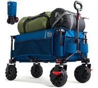 TIMBER RIDGE Festival Trolley on Wheels with Brakes, 200L Folding Camping Beach Trolley with Adjustable Handle & Cover Bag, 100kg Heavy Duty Cart Wagon for Outdoor Garden Picnic, Blue