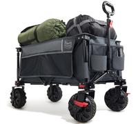 TIMBER RIDGE Festival Trolley on Wheels with Brakes, 200L Folding Camping Trolley Cart with Adjustable Handle & Cover Bag, 100kg Heavy Duty Cart Wagon