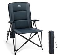TIMBER RIDGE Folding Camping Chair for Adults Padded High Back 150kg Black | Portable Padded Garden Chairs for Heavy People, Supports 150 Kg, High Back,Stable Steel Frame, Fishing/Outdoor/Picnic/Dining