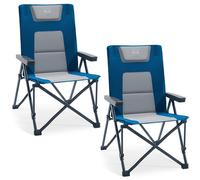 TIMBER RIDGE Folding Camping Chairs 2 Set for Adults 260kg, Oversized Foldable High Back Padded Chair with Adjustable 4-Position, Heavy Duty Recliner Chair for Caravan Outdoor Picnic Dining