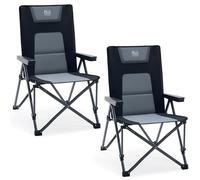 TIMBER RIDGE Folding Camping Chairs 2 Set for Adults 260kg, Oversized Foldable High Back Padded Chair with Adjustable 4-Position, Heavy Duty Recliner Chair for Caravan Outdoor Picnic Dining