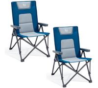 TIMBER RIDGE Folding Camping Chairs for Adults 260kg Capacity, 2 Set Foldable Padded Heavy Duty Garden Chair with Adjustable Backrest, Portable Beach Fishing outdoor Picnic Dining Recliner, Blue