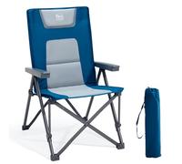 TIMBER RIDGE Folding Camping Chairs for Adults 260kg Capacity, Oversized Foldable Padded Heavy Duty Garden Chair with Adjustable Backrest, Portable Beach outdoor Picnic Dining Recliner (Blue-1PC)