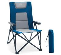 TIMBER RIDGE Folding Camping Chairs for Adults Oversized 260kg, High Back Padded Chair with Adjustable 4-Position, Portable Luxury Caravan Chair Recliner Outdoor Picnic Dining (Blue-1PC)