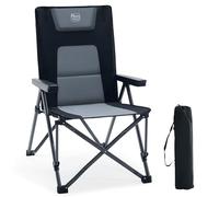 TIMBER RIDGE Folding Camping Chairs for Adults Oversized 260kg, High Back Padded Chair with Adjustable 4-Position, Portable Luxury Caravan Chair Recliner Outdoor Picnic Dining(Black-1PC)