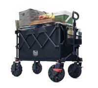 TIMBER RIDGE Folding Festival Trolley on Wheels 250L Foldable Camping Trolley with Brakes, Cup Holder & Adjustable Handle, 150kg Heavy Duty Beach Wagon Cart for Camping Shopping Outdoor Garden Picnic