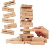 Timber Tower Wood Block Stacking Game, 2026 Valentine's Day Gift Romantic Couples' Drinking Game, Flirting, Talking, Challenge for Date Night Anniversary, 54 Fun Stacking Blocks Gifts (Natural, 1 PC)