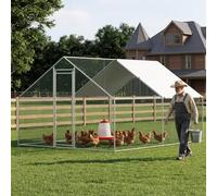TimberAura 10 x 13 x 6.6 ft Large Chicken Coop, Heavy Duty Galvanized Metal Walk in Chicken Run with Roof Cover and Locking Door, Outdoor Poultry Pen for Chickens Ducks Rabbits
