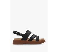 TIMBERLAND Clairemont Way Black Full Grain Leather Backstrap Sandals C