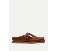 Timberland Classic Leather Boat Shoe Clog Mules Brown